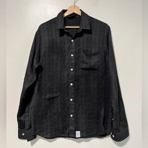 Nicce London Black Button-Up Shirt - Size M, Textured Stripes